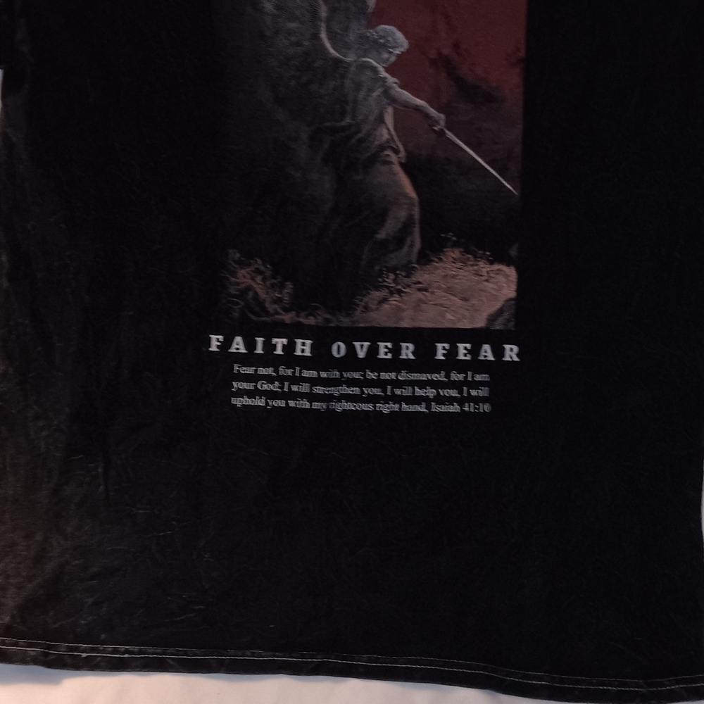 Black Graphic T-Shirt with Faith Over Fear Design